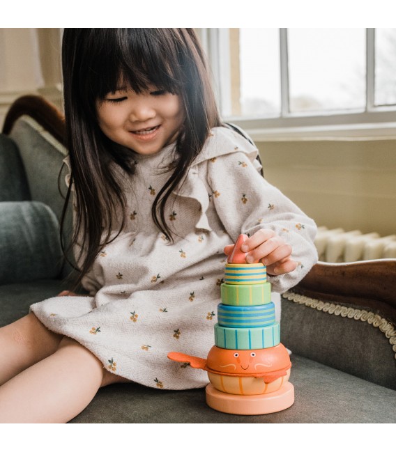 Ξύλινος κύβος στοίβαξης Καβούρι Orange Tree Toys