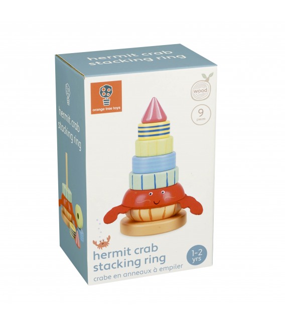 Ξύλινος κύβος στοίβαξης Καβούρι Orange Tree Toys