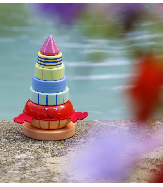 Ξύλινος κύβος στοίβαξης Καβούρι Orange Tree Toys