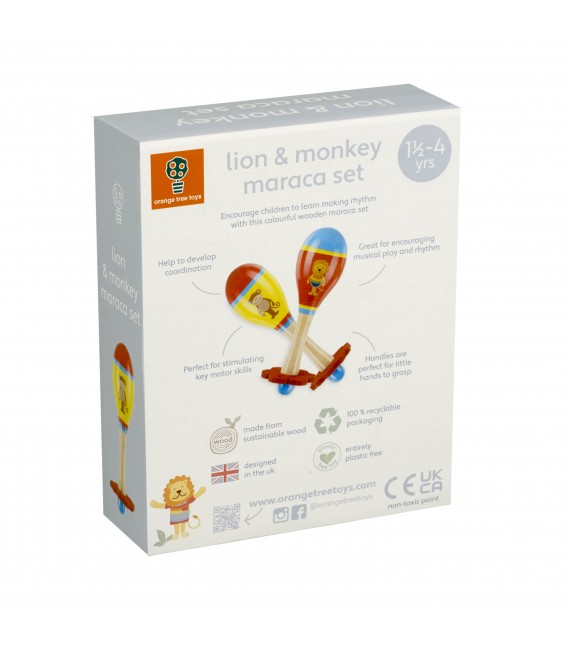 Μαράκες σετ Λιοντάρι & Μαιμού Orange Tree Toys