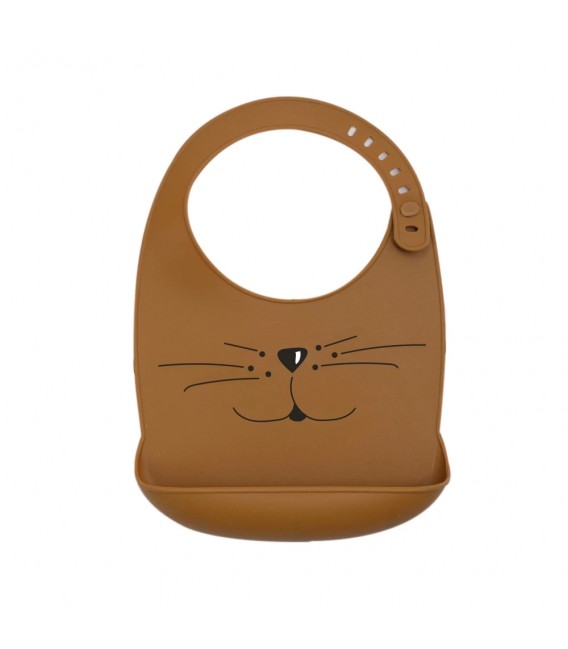 Σαλιάρα σιλικόνης Cat σοκολά της Trois Kilos Sept