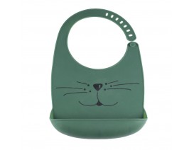 Σαλιάρα σιλικόνης Cat πράσινο της Trois Kilos Sept