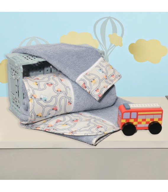 Oliver Baby Σετ Πετσέτες Εμπριμέ - 2 τεμ Σχέδιο 214 100% βαμβάκι 450 ΓΡΜ/ΤΜ - 30Χ50 70Χ120 - Ελληνικής ραφής