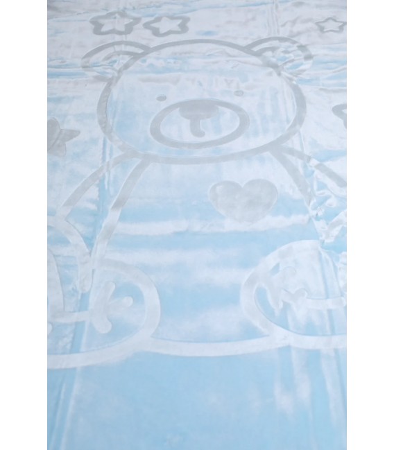 Κουβέρτα βελουτέ ανάγλυφη MORA  KIDS COLOUR 110X140 γαλαζια  85% ακρυλικό & 15% πολυέστερ