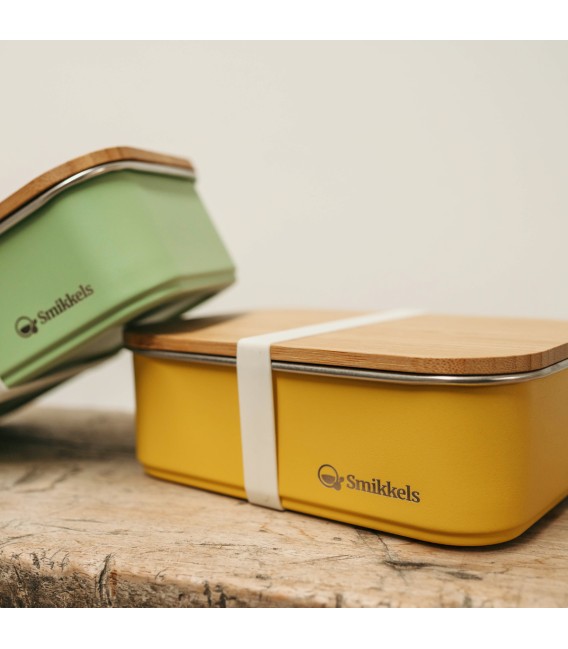 Lunchbox με καπάκι από bamboo 900ml Κίτρινο