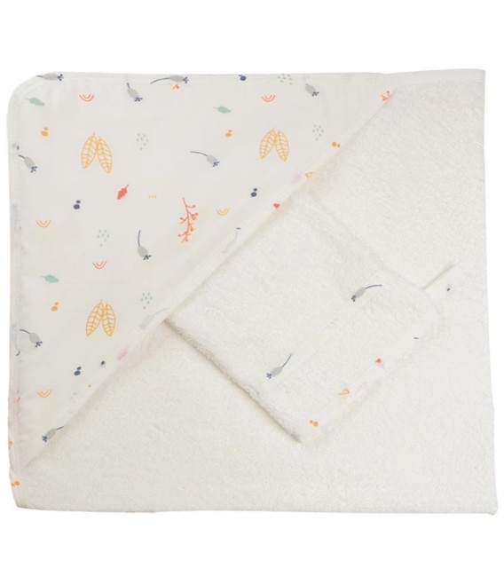 Μπουρνούζι 75x75cm & Γάντι Forest Patterns Trois Kilos Sept