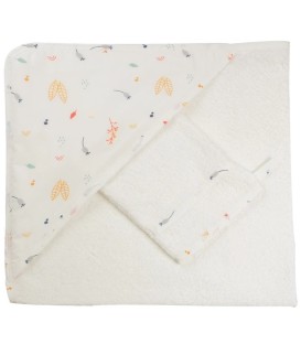 Μπουρνούζι 75x75cm & Γάντι Forest Patterns Trois Kilos Sept