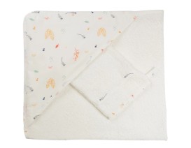 Μπουρνούζι 75x75cm & Γάντι Forest Patterns Trois Kilos Sept