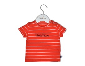 Nautica Des.16 T-Shirt  Jersey Organic Κόκκινο Ριγέ 68cm 3-6 μηνών