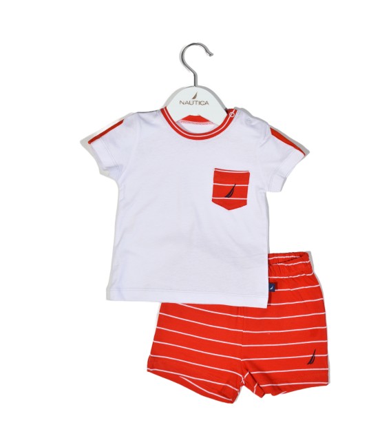 NAUTICA Des.16 ΣΕΤ T-SHIRT & SHORTS JERSEY ORGANIC ΚΟΚΚΙΝΟ ΡΙΓΕ 68cm