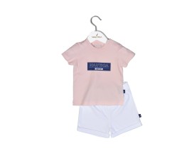 Nautica Des.12 Σετ T-Shirt & Shorts Jersey Pink/White 68cm 3-6 μηνών