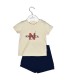 NAUTICA Des.14 ΣΕΤ T-SHIRT & SHORTS JERSEY 68cm BEIGE / NAVY