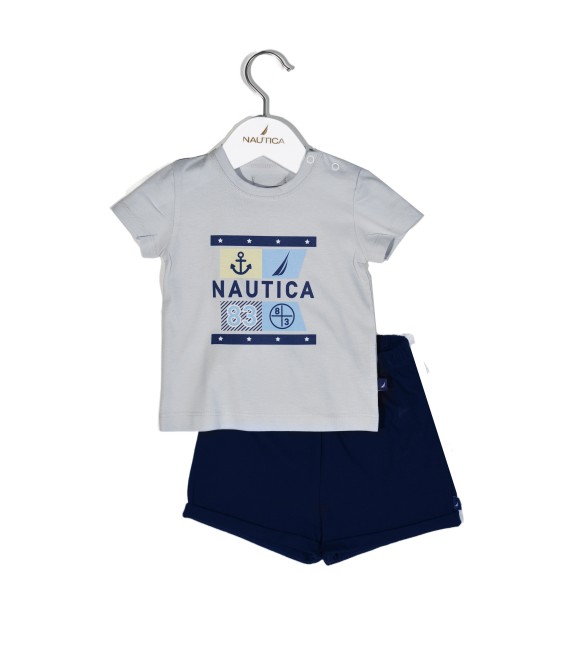 NAUTICA Des.15 ΣΕΤ T-SHIRT & SHORTS JERSEY 68cm GREY / NAVY