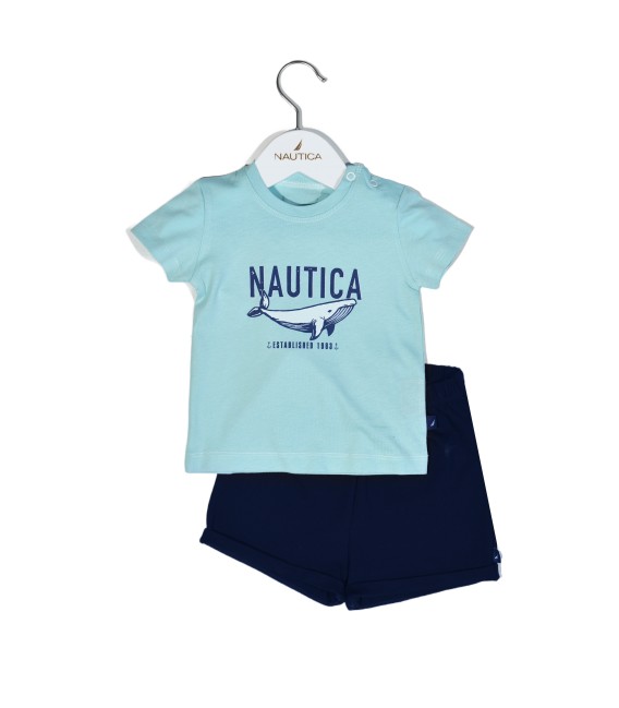 NAUTICA Des.13 ΕΤ T-SHIRT & SHORTS JERSEY 68cm MINT / NAVY