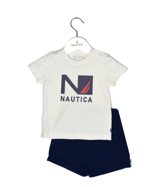 NAUTICA Des.17 ΣΕΤ T-SHIRT & SHORTS JERSEY 68cm ECRU / NAVY