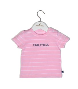 Nautica Des.12 T-Shirt  Jersey Organic Ροζ Ριγέ 74cm 6-9 μηνών