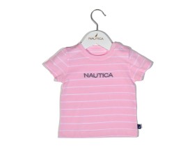 Nautica Des.12 T-Shirt  Jersey Organic Ροζ Ριγέ 74cm 6-9 μηνών