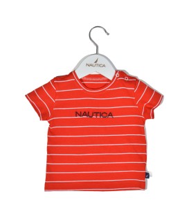 Nautica Des.16 T-Shirt  Jersey Organic Κόκκινο Ριγέ 74cm 6-9 μηνών