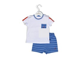 Nautica Des.11 Σετ T-Shirt & Shorts Jersey Organic Μπλε Ριγέ 74cm