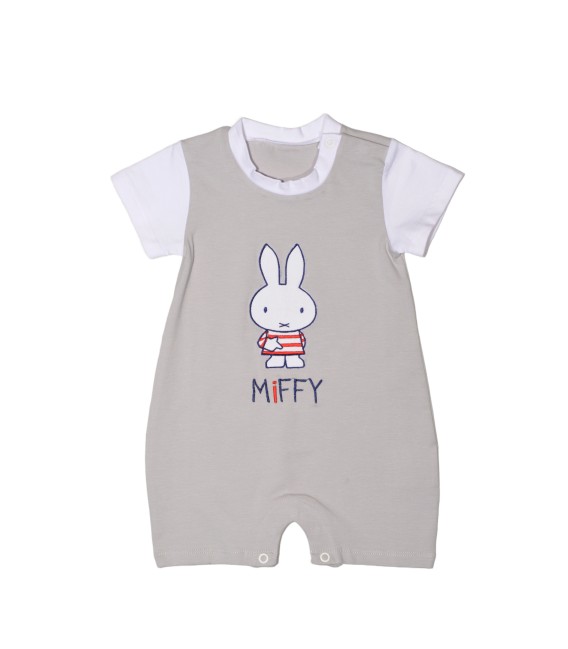 Miffy Des.15 Φορμάκι Καλοκαιρινό Γκρι Με Κέντημα 0-3 Mηνών/56 cm