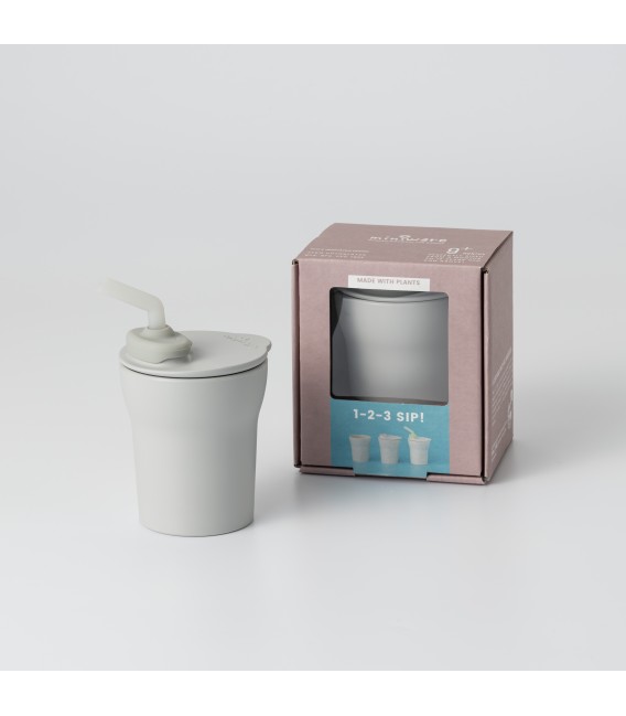 Miniware Des.15 Ποτηράκι PLA με καλαμάκι Σιλικόνης Γκρι