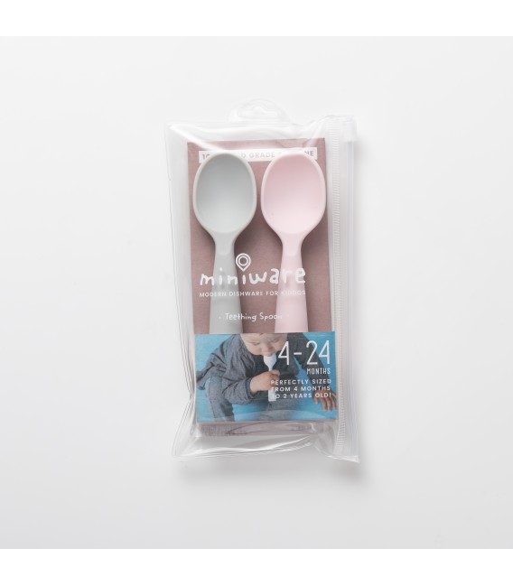 Miniware Des.12  Σετ 2τ Κουτάλια Σιλικόνης Ροζ-13,5cm