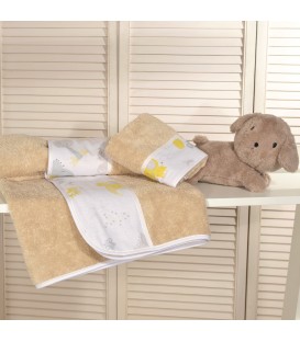 Oliver Baby σετ πετσέτες μπεζ 2 τεμ σχεδιο 203 100% βαμβάκι 450 ΓΡΜ/ΤΜ - 30Χ50 70Χ120