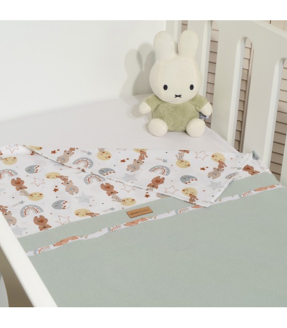 Oliver Baby Des.413  Καλοκαιρινή Κουβέρτα Διπλής Όψης  Μέντα  75x95