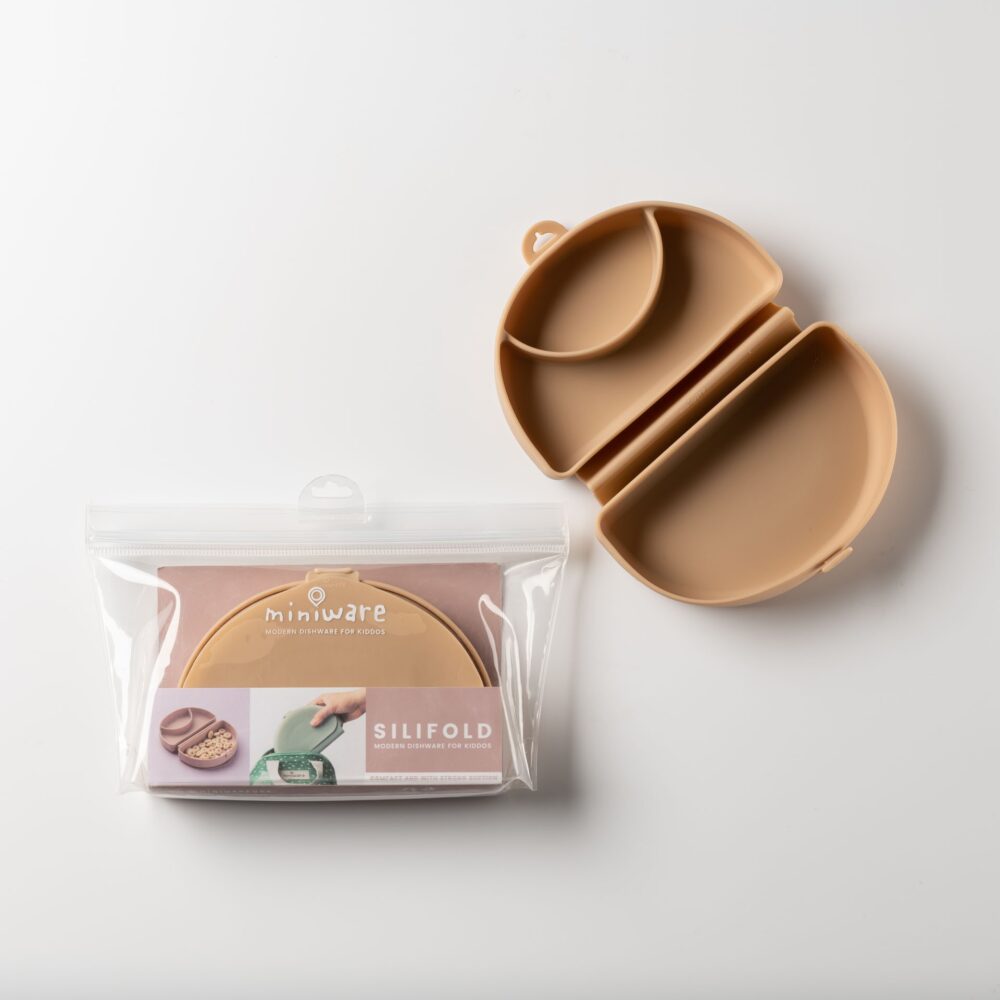 Miniware Des.14 Αναδιπλούμενο Πιάτο Σιλικόνης με βάση βεντούζα Καραμέλα - Image 5